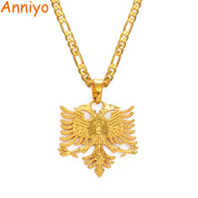 Load image into Gallery viewer, Anniyo Albania Eagle Pendant Necklaces for Men Women Gold Color Albanian  Jewelry Ethnic Gifts Kosovo #233406