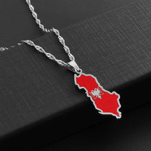 Load image into Gallery viewer, Anniyo Albania map and Eagle Flag Pendant Necklaces for Women Men Gold Color/Silver Color Albanian Jewelry #148921
