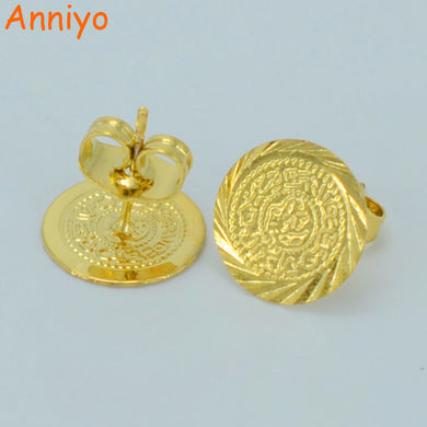 Arab Coin Stud Earrings for Women/Girl Gold Color Small Mteal Coins Africa Gift,Middle East Jewelry #046806