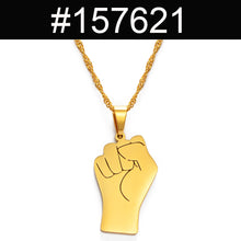 Carica l'immagine nel visualizzatore di Gallery, Anniyo Black Lives Matter African Pendant Necklaces Women Men,Silver Color/Gold Color Fist Necklaces Africa Ornament #157621
