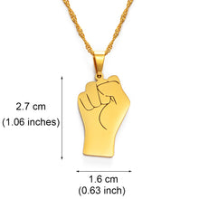 Carica l'immagine nel visualizzatore di Gallery, Anniyo Black Lives Matter African Pendant Necklaces Women Men,Silver Color/Gold Color Fist Necklaces Africa Ornament #157621