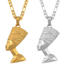Load image into Gallery viewer, Egyptian Queen Nefertiti Pendant Necklaces Women Men Jewelry Silver Color/Gold Color Wholesale Jewellery African