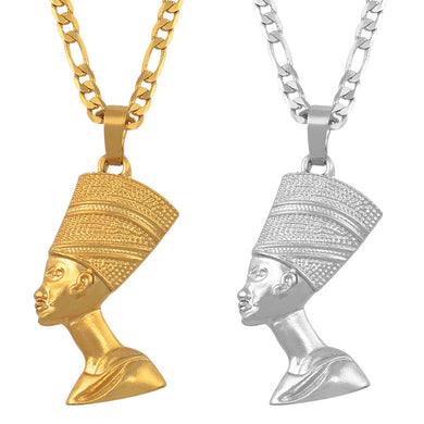 La regina egiziana Nefertiti collane con ciondolo donna uomo gioielli colore argento/colore oro gioielli all'ingrosso africani 