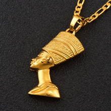 Load image into Gallery viewer, Egyptian Queen Nefertiti Pendant Necklaces Women Men Jewelry Silver Color/Gold Color Wholesale Jewellery African