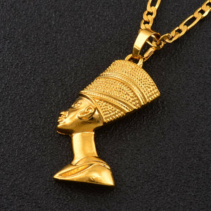 Egyptian Queen Nefertiti Pendant Necklaces Women Men Jewelry Silver Color/Gold Color Wholesale Jewellery African