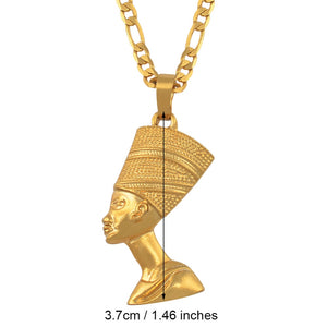 Egyptian Queen Nefertiti Pendant Necklaces Women Men Jewelry Silver Color/Gold Color Wholesale Jewellery African