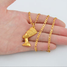 Load image into Gallery viewer, Egyptian Queen Nefertiti Pendant Necklaces Women Men Jewelry Silver Color/Gold Color Wholesale Jewellery African