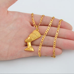 Egyptian Queen Nefertiti Pendant Necklaces Women Men Jewelry Silver Color/Gold Color Wholesale Jewellery African