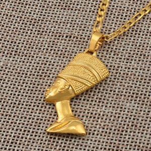 Egyptian Queen Nefertiti Pendant Necklaces Women Men Jewelry Silver Color/Gold Color Wholesale Jewellery African