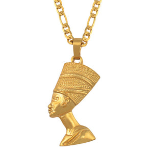 Egyptian Queen Nefertiti Pendant Necklaces Women Men Jewelry Silver Color/Gold Color Wholesale Jewellery African