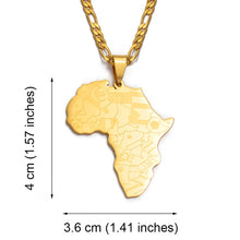 Load image into Gallery viewer, Anniyo Gold Color Africa Map With Flag Pendant Chain Necklaces African Maps Jewelry for Women Men #035321P