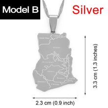 Carica l&#39;immagine nel visualizzatore di Gallery, Anniyo Gold Color Ghana Country Map With State Name Pendant Necklaces Charm Ghanaian Jewelry Gifts #019821