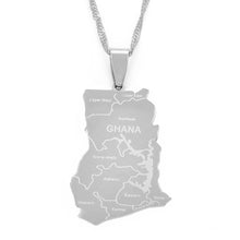 Carica l&#39;immagine nel visualizzatore di Gallery, Anniyo Gold Color Ghana Country Map With State Name Pendant Necklaces Charm Ghanaian Jewelry Gifts #019821