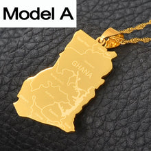 Carica l&#39;immagine nel visualizzatore di Gallery, Anniyo Gold Color Ghana Country Map With State Name Pendant Necklaces Charm Ghanaian Jewelry Gifts #019821