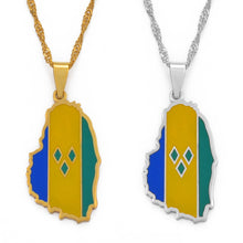 Carica l&#39;immagine nel visualizzatore di Gallery, Anniyo Gold Color ST. Vincent Map Pendant Water Wave Chain Necklaces Saint Vincent Maps Lesser Antille Jewelry Gifts #098421