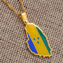 Carica l&#39;immagine nel visualizzatore di Gallery, Anniyo Gold Color ST. Vincent Map Pendant Water Wave Chain Necklaces Saint Vincent Maps Lesser Antille Jewelry Gifts #098421