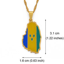 Carica l&#39;immagine nel visualizzatore di Gallery, Anniyo Gold Color ST. Vincent Map Pendant Water Wave Chain Necklaces Saint Vincent Maps Lesser Antille Jewelry Gifts #098421