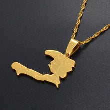 Load image into Gallery viewer, Anniyo Haiti Country Map With State Name Pendant Necklaces Women lass,Ayiti Silver Color/Gold Color Jewelry Map of Haiti #019921