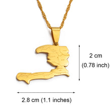 Load image into Gallery viewer, Anniyo Haiti Country Map With State Name Pendant Necklaces Women lass,Ayiti Silver Color/Gold Color Jewelry Map of Haiti #019921