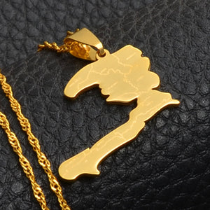 Anniyo Haiti Country Map With State Name Pendant Necklaces Women lass,Ayiti Silver Color/Gold Color Jewelry Map of Haiti #019921