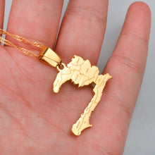Load image into Gallery viewer, Anniyo Haiti Country Map With State Name Pendant Necklaces Women lass,Ayiti Silver Color/Gold Color Jewelry Map of Haiti #019921