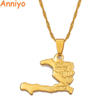 Load image into Gallery viewer, Anniyo Haiti Map Necklace Pendants for Women Girls,Gold Color Ayiti Jewelry Gifts Map of Haiti #003910