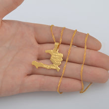 Load image into Gallery viewer, Anniyo Haiti Map Necklace Pendants for Women Girls,Gold Color Ayiti Jewelry Gifts Map of Haiti #003910