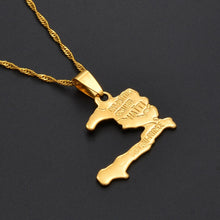 Load image into Gallery viewer, Anniyo Haiti Map Necklace Pendants for Women Girls,Gold Color Ayiti Jewelry Gifts Map of Haiti #003910