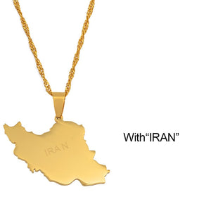 Anniyo Iran Map Pendant Necklace Women Girls Jewelry,Silver Color/Gold Color Iranian Necklaces #047221