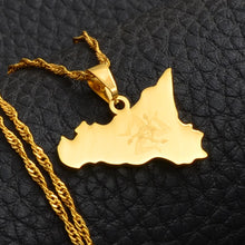 Carica l&#39;immagine nel visualizzatore di Gallery, Anniyo Italy Sicily Map Pendant Necklaces,Stainless Steel/Gold Color Italian Sicilia Jewelry Gifts #025121