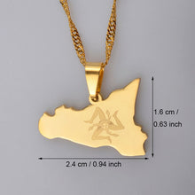 Carica l&#39;immagine nel visualizzatore di Gallery, Anniyo Italy Sicily Map Pendant Necklaces,Stainless Steel/Gold Color Italian Sicilia Jewelry Gifts #025121