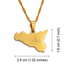 Carica l&#39;immagine nel visualizzatore di Gallery, Anniyo Italy Sicily Map Pendant Necklaces,Stainless Steel/Gold Color Italian Sicilia Jewelry Gifts #025121
