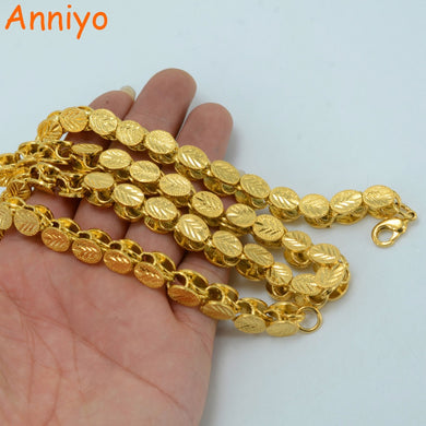 Anniyo Length 53CM/83CM/200CM Width 9MM, Ethiopian Thick Necklaces Women Gold Color Africa Eritrea Men Chain Dubai Arab #046506