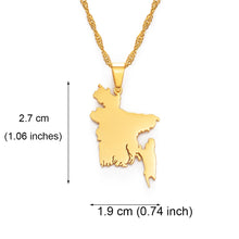 Load image into Gallery viewer, Anniyo Map of Bangladesh Pendant Necklaces Gold Color for Women Girls Stainless Steel Bangladeshi Maps Chains Bengali #154521