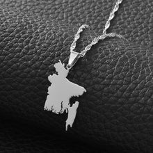 Load image into Gallery viewer, Anniyo Map of Bangladesh Pendant Necklaces Gold Color for Women Girls Stainless Steel Bangladeshi Maps Chains Bengali #154521
