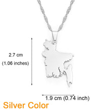 Load image into Gallery viewer, Anniyo Map of Bangladesh Pendant Necklaces Gold Color for Women Girls Stainless Steel Bangladeshi Maps Chains Bengali #154521