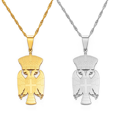 Anniyoc Republic of Serbia Eagle Pendant Necklaces for Women Men Silver Color/Gold Color Srbija Jewelry Serbian Gifts #146021