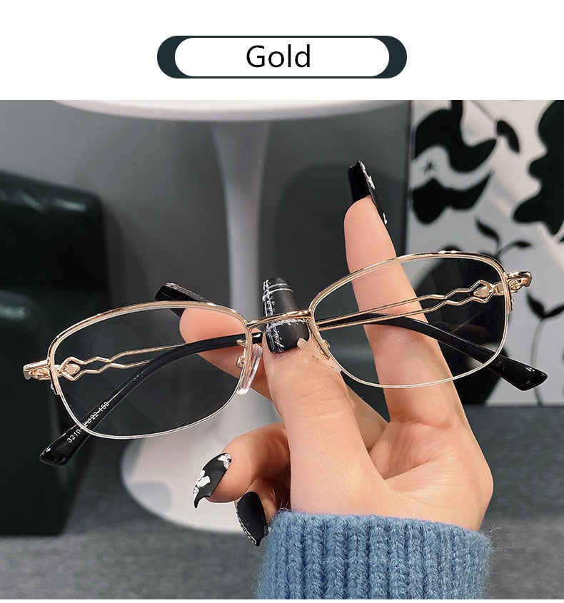 Anti Blauw Licht Leesbril Vrouwen Elegante Presbyopie Brillen Prescription Half Frame Metalen Computer Brillen + 4.0