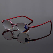 Load image into Gallery viewer, Anti Blue Light Blocking Rimless Reading Glasses Women Men Square Frameless Presbyopic Computer Eyeglasses Diopters +1.0 1.5 2