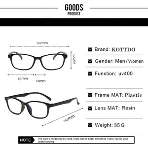 Anti-Blue Light Computer Eyeglasses Women Classic Square Plastic Glasses Clear Myopia Prescription Optical Eye Glasses Frame