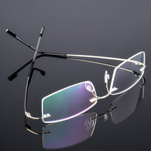 Load image into Gallery viewer, Anti Blue Light Folding Rimless Eyeglasses Optical Glasses Man Square stainless steel Lightweight Memory Titanium Spectacle