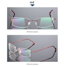 Load image into Gallery viewer, Anti Blue Light Folding Rimless Eyeglasses Optical Glasses Man Square stainless steel Lightweight Memory Titanium Spectacle