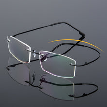 Load image into Gallery viewer, Anti Blue Light Folding Rimless Eyeglasses Optical Glasses Man Square stainless steel Lightweight Memory Titanium Spectacle