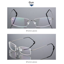 Load image into Gallery viewer, Anti Blue Light Folding Rimless Eyeglasses Optical Glasses Man Square stainless steel Lightweight Memory Titanium Spectacle