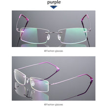 Load image into Gallery viewer, Anti Blue Light Folding Rimless Eyeglasses Optical Glasses Man Square stainless steel Lightweight Memory Titanium Spectacle