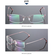 Load image into Gallery viewer, Anti Blue Light Folding Rimless Eyeglasses Optical Glasses Man Square stainless steel Lightweight Memory Titanium Spectacle
