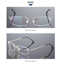 Load image into Gallery viewer, Anti Blue Light Folding Rimless Eyeglasses Optical Glasses Man Square stainless steel Lightweight Memory Titanium Spectacle