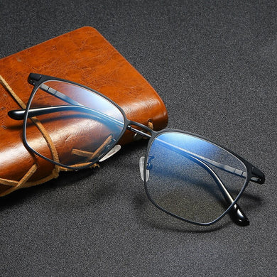 Anti-Blue Light Glasses Frame Plain Glasses Myopia Glasses Retro Men's Square Plain Pure Titanium Glasses Rim Glasses Frame