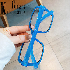 Anti Blue Light Glasses Frame Women Men Oversized Myopia Computer Eyeglasses Vintage Prescription Spectacle Frames Fake Glasses