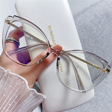 Anti Blue Light Glasses Vintage Women Cat Eye Computer Eyeglasses Frame Blocking Glasses Transparent Optical Eyewear